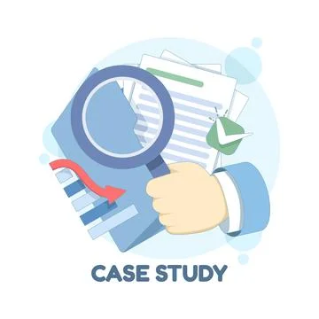 Case study concept, researching business information. Stock Illustration