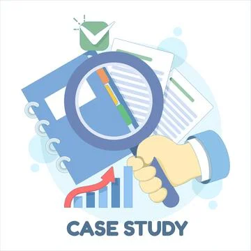 Case study concept, researching business information. Stock Illustration