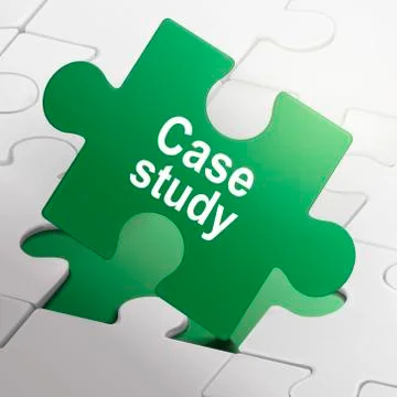 Case study on green puzzle pieces Stock Illustration