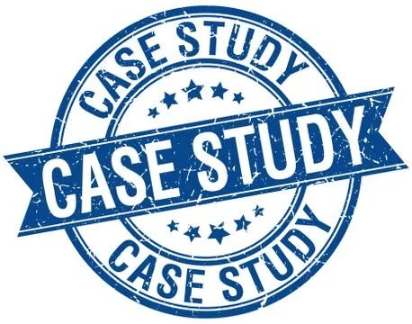 Case study grunge retro blue isolated ribbon stamp Stock Illustration