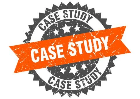 Case study grunge stamp with orange band. case study Stock Illustration