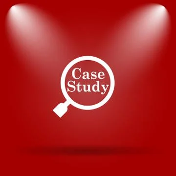 Case study icon. Flat icon on red background.. Stock Illustration