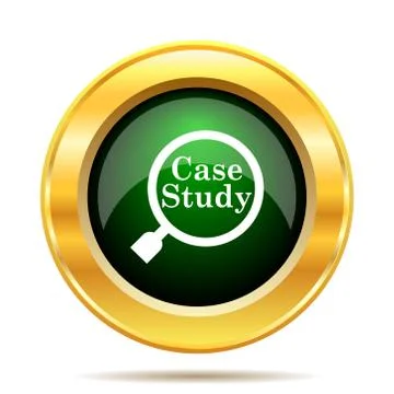 Case study icon. Internet button on white background.. 스톡 일러스트