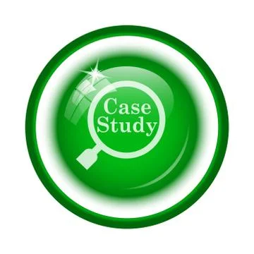 Case study icon. Internet button on white background.. Stock Illustration