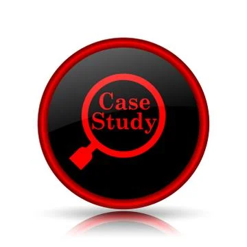 Case study icon. Internet button on white background.. Stock Illustration