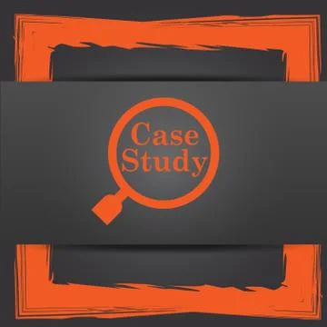 Case study icon. Internet button on grey background.. Stock Illustration