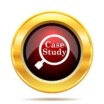 Case study icon. Internet button on white background.. Stock Illustration
