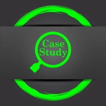 Case study icon. Internet button with green on grey background.. Stock Illustration