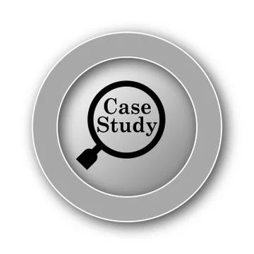 Case study icon. Internet button on white background.. Stock Illustration