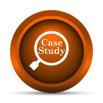 Case study icon. Internet button on white background.. Stock Illustration