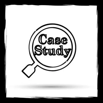 Case study icon. Internet button on white background. Outline design imitatin 스톡 일러스트
