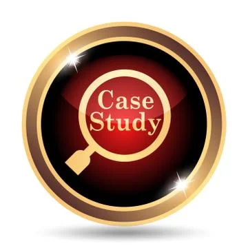 Case study icon. Internet button on white background.. 스톡 일러스트