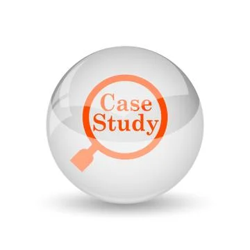 Case study icon. Internet button on white background.. 스톡 일러스트