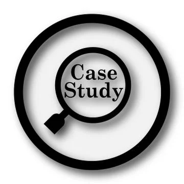Case study icon. Internet button on white background.. Stock Illustration