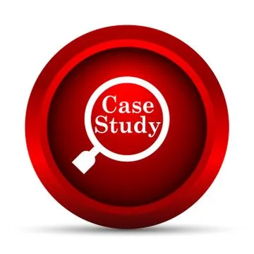 Case study icon. Internet button on white background.. Stock Illustration
