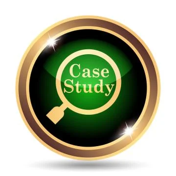 Case study icon. Internet button on white background.. 스톡 일러스트
