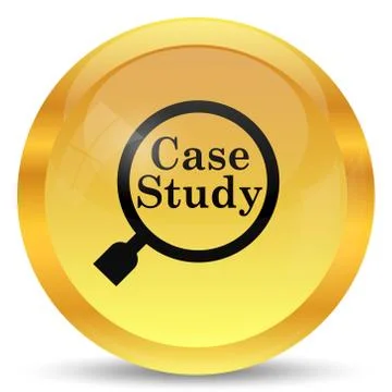 Case study icon. Internet button on white background.. Stock Illustration