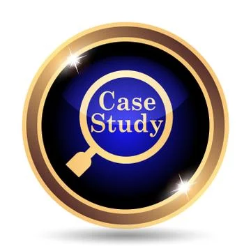 Case study icon. Internet button on white background.. 스톡 일러스트
