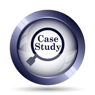 Case study icon. Internet button on white background.. Stock Illustration