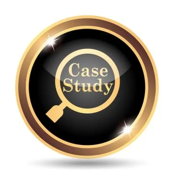 Case study icon. Internet button on white background.. 스톡 일러스트