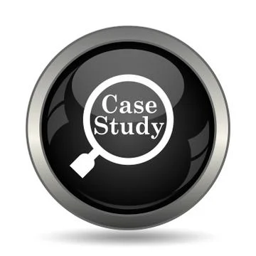 Case study icon. Internet button on white background. . 스톡 일러스트