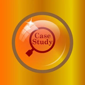 Case study icon. Internet button on colored background. . Stock Illustration
