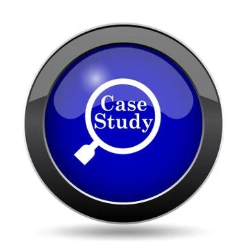 Case study icon. Internet button on white background.. Stock Illustration