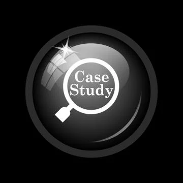 Case study icon. Internet button on black background. . Stock Illustration