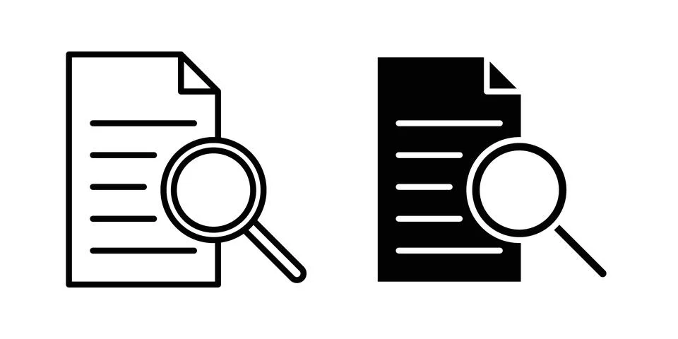 Case study icon logo. Outline style icons with flat versions Stock Illustration