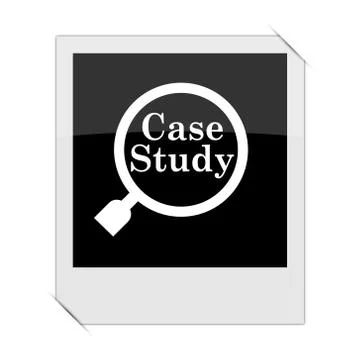 Case study icon within a photo on white background. Stock Illustration