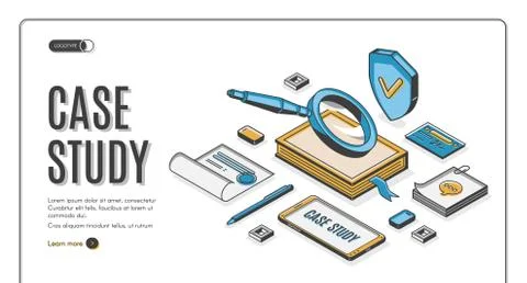 Case study isometric banner, information research Иллюстрация