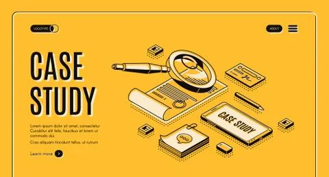 Case study isometric banner, information research Stock Illustration