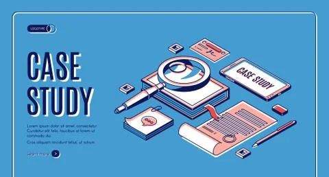 Case study isometric banner, information research Stock Illustration
