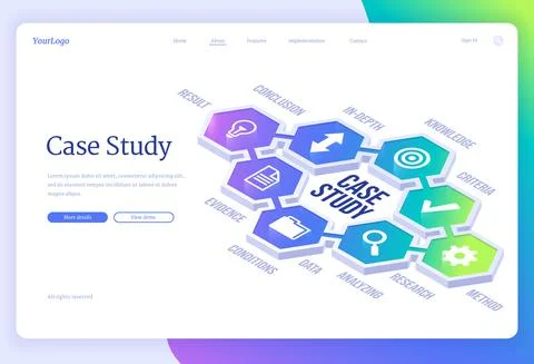 Case study isometric landing, vector web banner イラスト素材