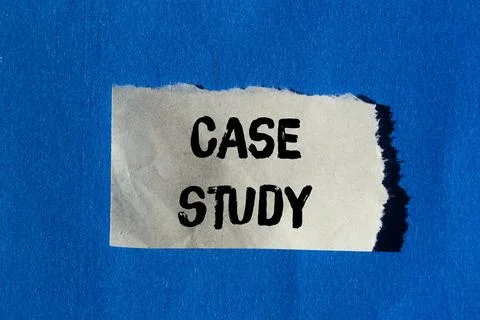 Case study message written on ripped torn paper background. Conceptual Case.. Stock Photos