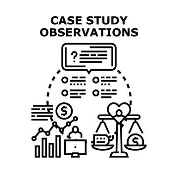 Case study observations analyzing data and making decisions Stock Illustration