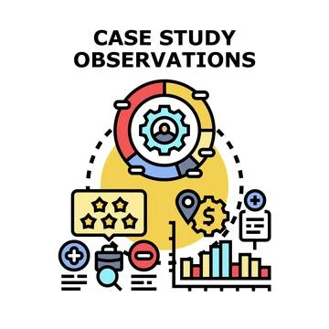 Case study observations and business analysis concept Stock Illustration