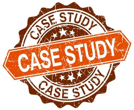 Case study orange round grunge stamp on white 스톡 일러스트