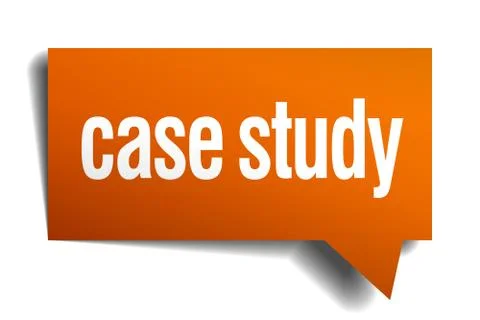 Case study orange speech bubble isolated on white Stock Illustration