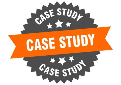 Case study sign. case study orange-black circular band label Stockillustratie