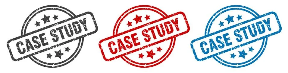 Case study stamp. case study round isolated sign. case study label set Stock Illustration