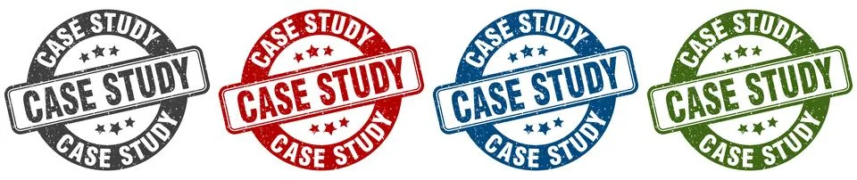 Case study stamp. case study round stamp set isolated on white background Stock Illustration