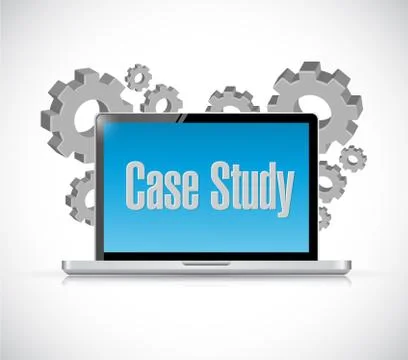 Case study tech computer sign concept Illustrazione stock