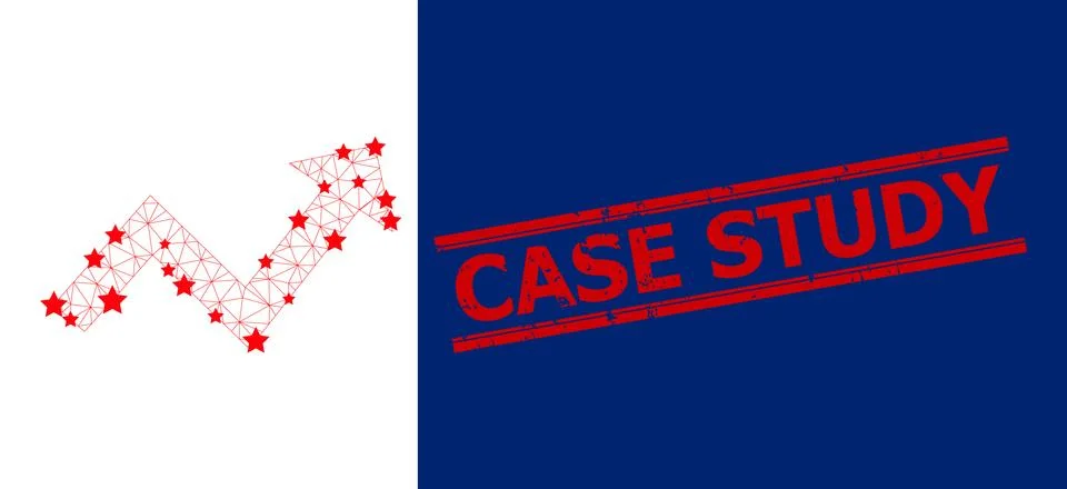 Case Study Textured Seal and Trend up Arrow Polygonal Mesh 스톡 일러스트