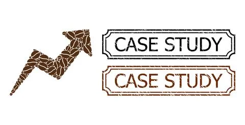 Case Study Textured Stamps with Notches and Trend Collage of Coffee Seeds Stock Illustration