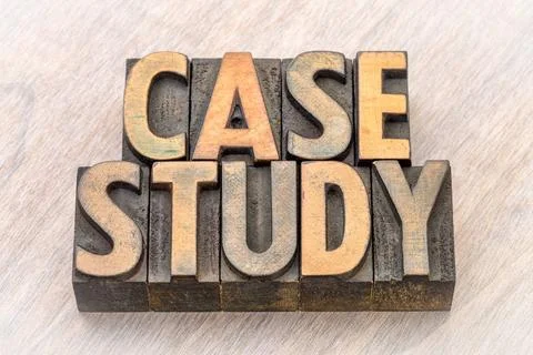 Case study words in wood type case study - word abstract in vintage letter... Stock Photos