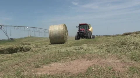 Case Tractor Bailing Turing Around Stock Footage 40451500
