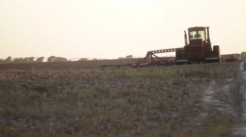 Case Tractor Plowing Field Front View Stock-Footage 65324462