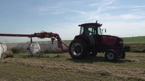 Case Tractor Raking Close Pan Right Stock-Footage 40461908