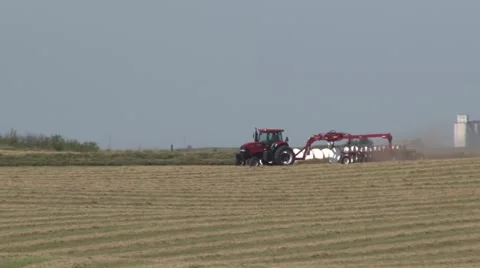 Case Tractor Raking Far Shot Stock Footage 40462117